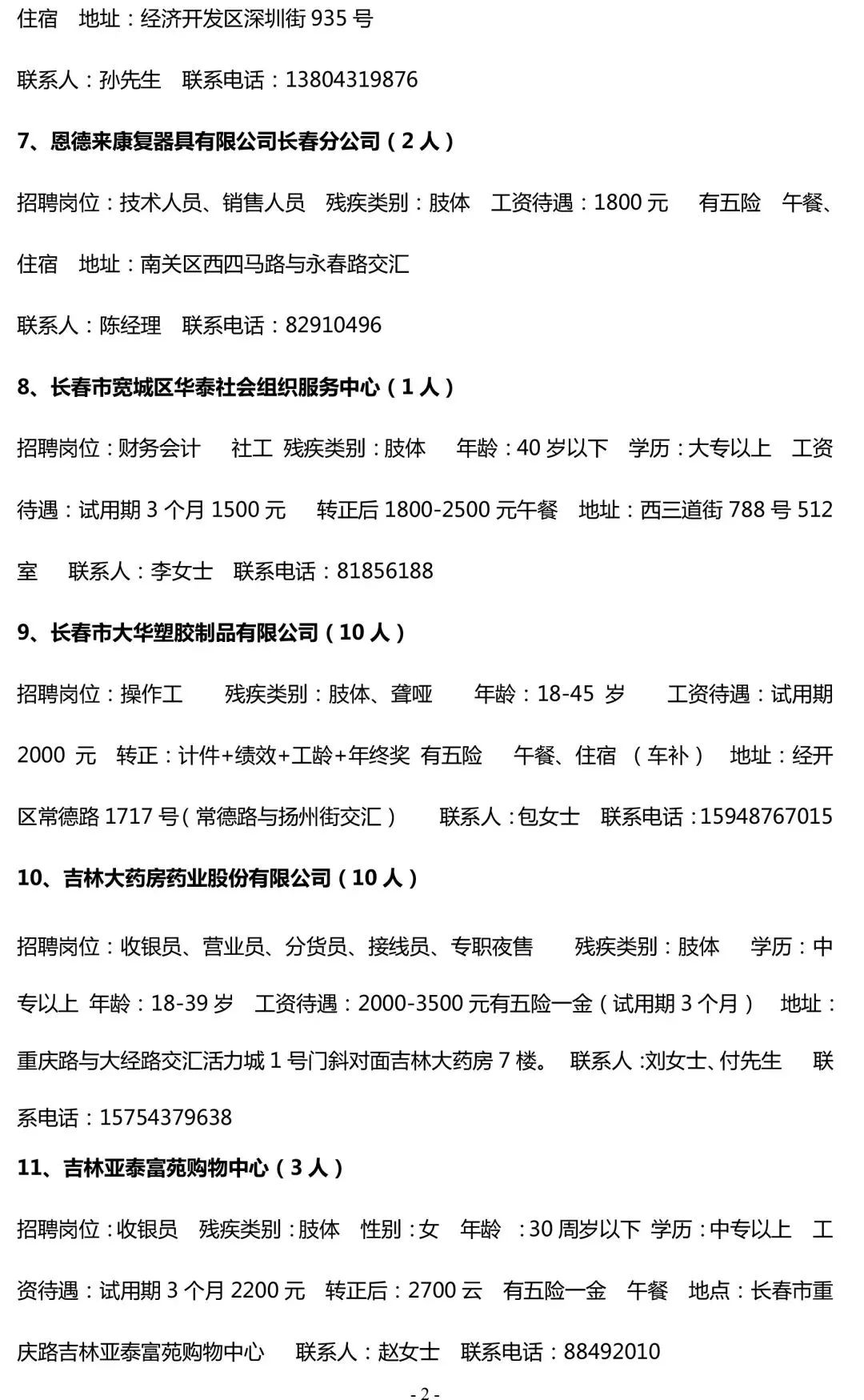 大连残疾人就业岗位最新招聘信息